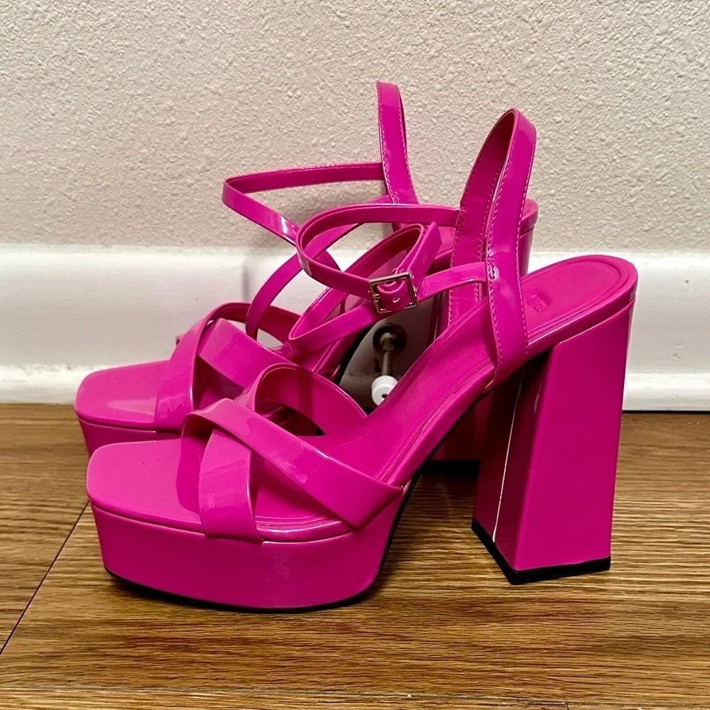 ZARA Block Heels Platform pink Sandals